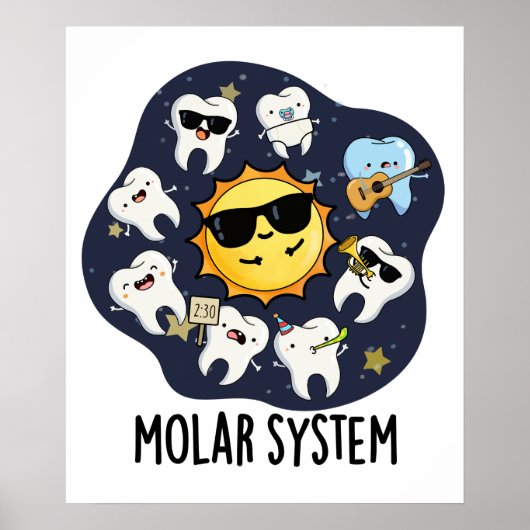 Molair systeem Grappige Dental Astronomy woordspel Poster (Voorkant)