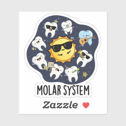 Molair systeem Grappige Dental Astronomy woordspel Sticker (Vel)