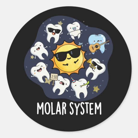 Molair systeem Grappige Tandheelkundige Astronomie Ronde Sticker (Voorkant)