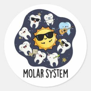 Molaire Systeem Grappige Tandheelkundige Astronomi Ronde Sticker