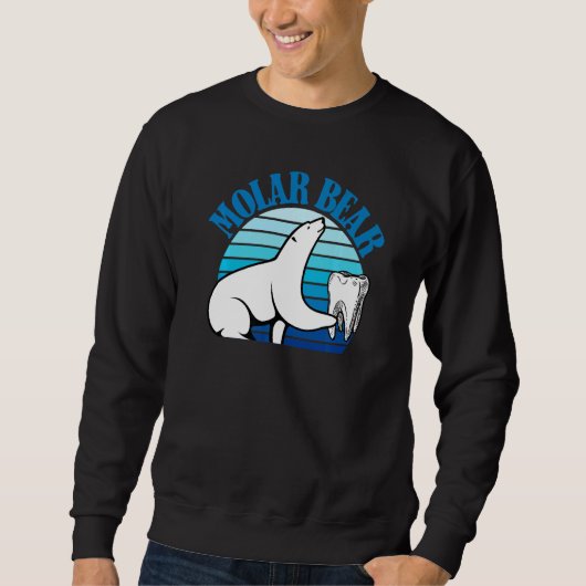 Molar Bear Dental Polar Animal Pun Kids Cute Trui (Voorkant)