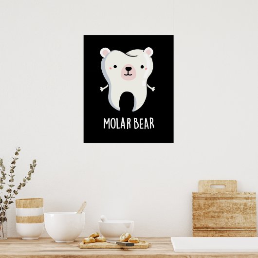 Molar Beer Funny Tooth Pun Dark BG Poster (Keuken)
