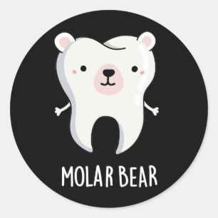 Molar Beer Funny Tooth Pun Dark BG Ronde Sticker