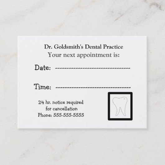 Molar Dental Appointment Design Afsprakenkaartje (Voorkant)
