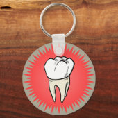 Molar, vers geëxtraheerd op een rode sterburst sleutelhanger (Voorkant)