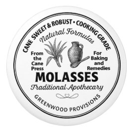 Molasses Label Vintage Typography Ceramic Knob Keramische Knop