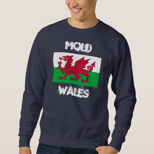 Mold, Wales met Welsh flag Trui (Voorkant)
