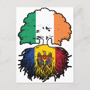 Moldava Moldavan Irish Ireland Tree Roots Flag Briefkaart