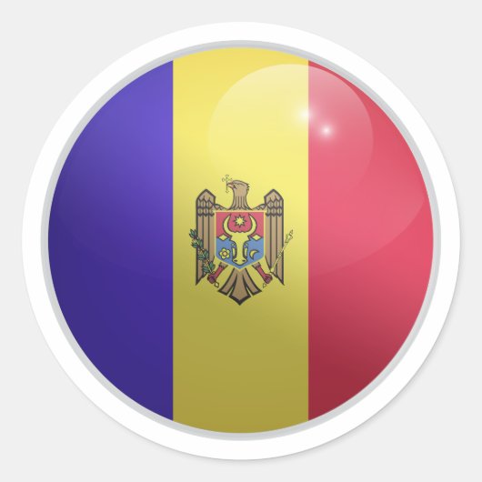 Moldavië Glossy Circle Flag Ronde Sticker (Voorkant)