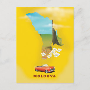 Moldavië Kaart geïllustreerde reisposter