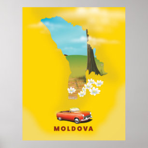 Moldavië-kaart geïllustreerde reisposter poster