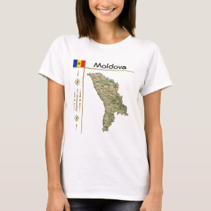 Moldavië Kaart + Vlag + Titel T-Shirt