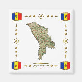 Moldavië-kaart + Vlaggen Magnet (Voorkant)