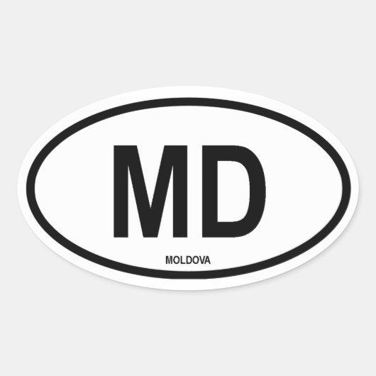 Moldavië "MD" Ovale Sticker (Voorkant)