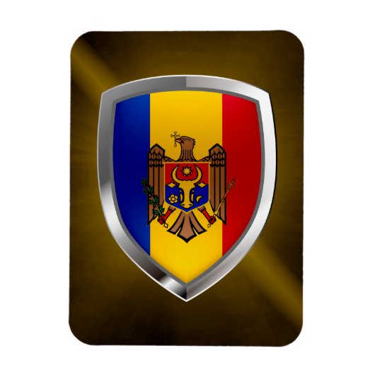 Moldavië Metallic Embleem Magneet (Verticaal)