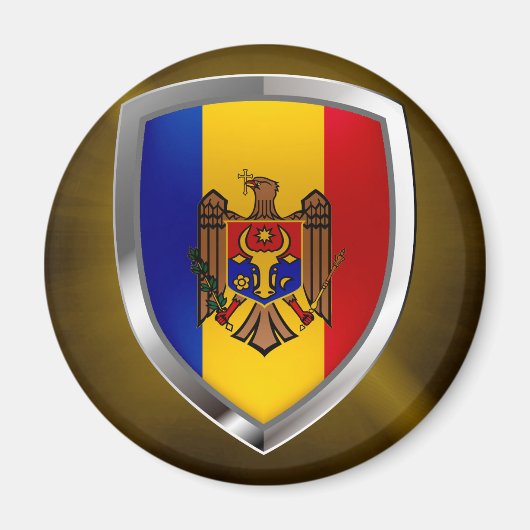 Moldavië Metallic Embleem Magneet (Voorkant)