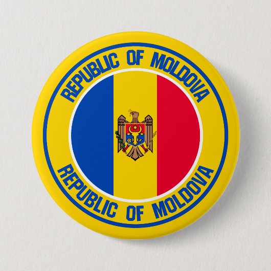 Moldavië-ronde Embleem Ronde Button 7,6 Cm (Voorkant)