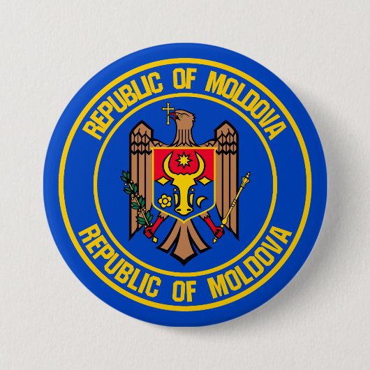 Moldavië-ronde Embleem Ronde Button 7,6 Cm (Voorkant)