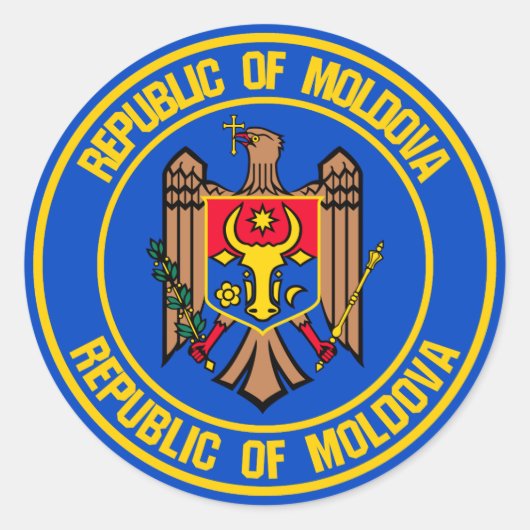 Moldavië-ronde Embleem Ronde Sticker (Voorkant)