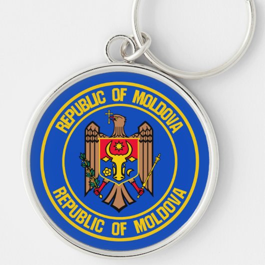 Moldavië-ronde Embleem Sleutelhanger (Voorkant)