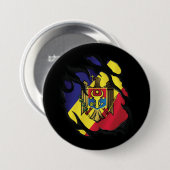Moldavië verscheurde vlag ronde button 7,6 cm (Voorkant /achterkant)