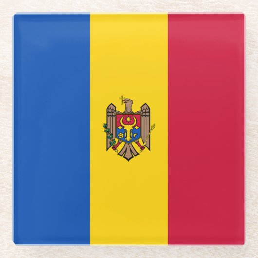 Moldavië-vlag Glazen Onderzetter (Voorkant)