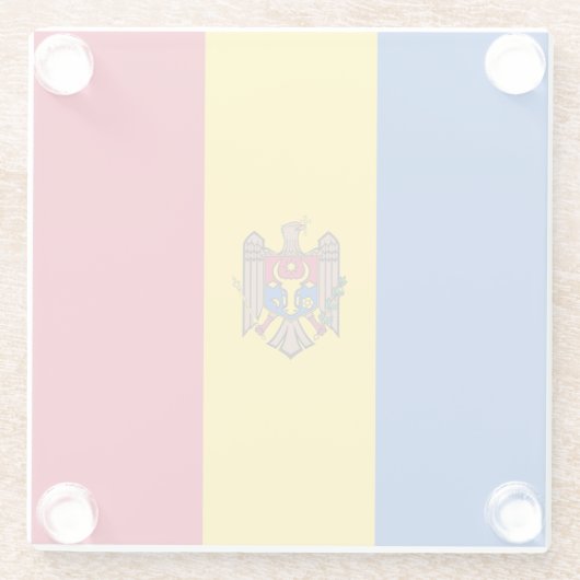 Moldavië-vlag Glazen Onderzetter (Achterkant)