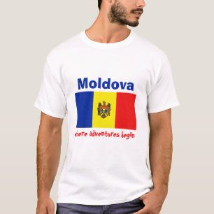 Moldavië Vlag + Kaart + Tekst T-shirt