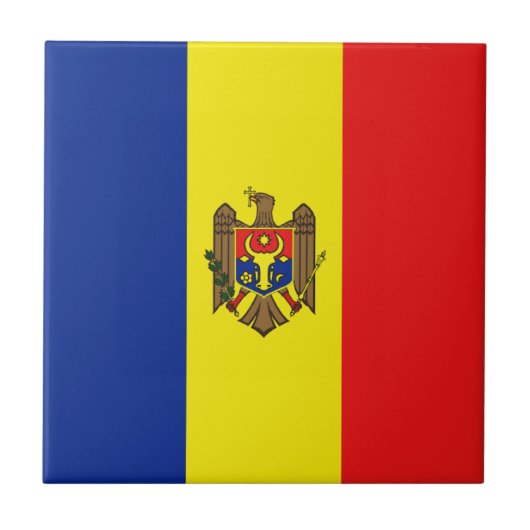 Moldavië - Vlag keramische tegel Tegeltje (Voorkant)