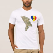 Moldavië - Vlaggenkop en kaart T-Shirt (Voorkant)