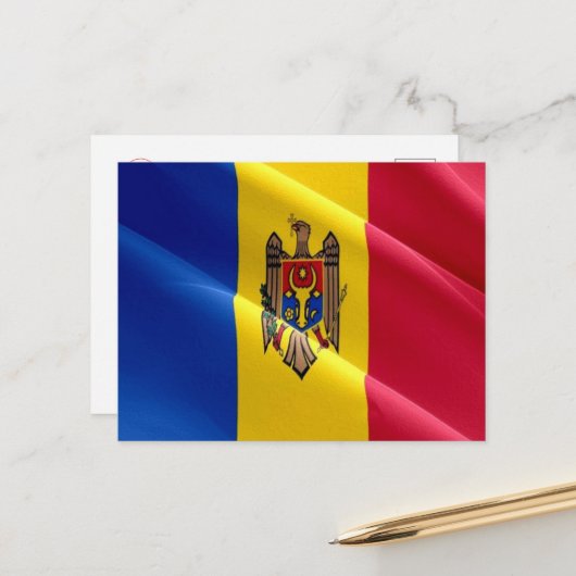 Moldavië - Wavevlag - Briefkaart (Voorkant / Achterkant in situ)