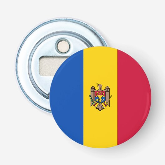 Moldavische vlag button flesopener (Voorkant)