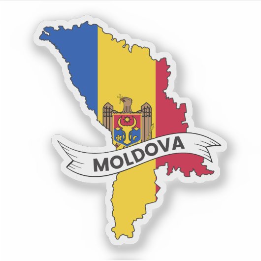 Moldavische vlag kaart sticker (Voorkant)