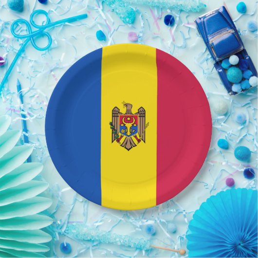 Moldavische vlag papieren bordje (Feest)