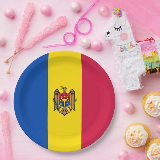 Moldavische vlag papieren bordje (Feest)