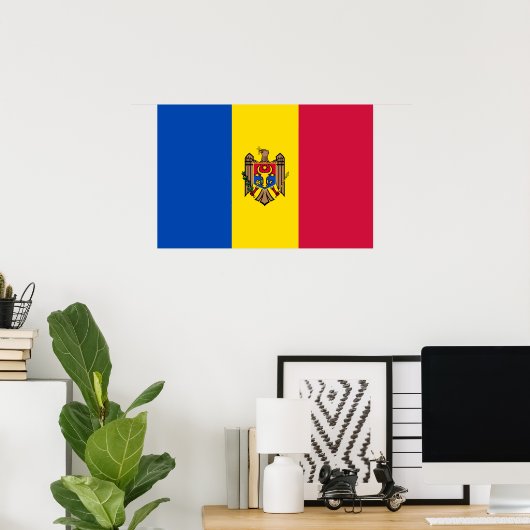 Moldavische vlag poster (Thuiskantoor)