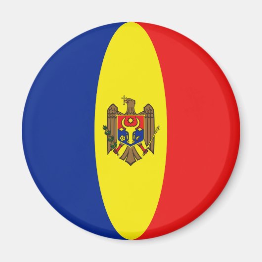 Moldova Fisheye Vlag Magneet (Voorkant)