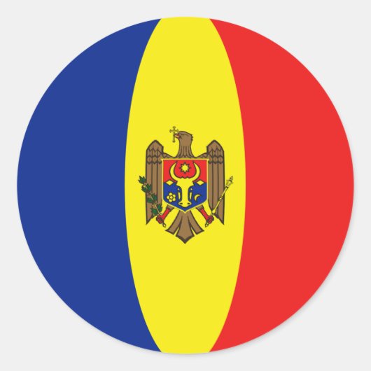 Moldova Fisheye Vlag Sticker (Voorkant)