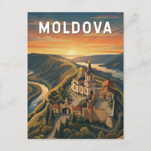 Moldova Illustratie Reis Kunst Vintage Briefkaart