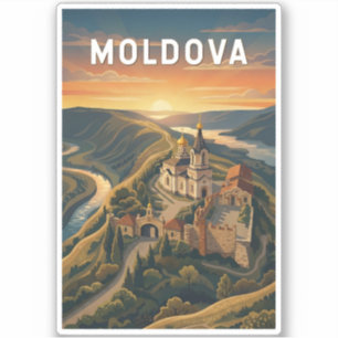 Moldova Illustratie Reis Kunst Vintage Sticker