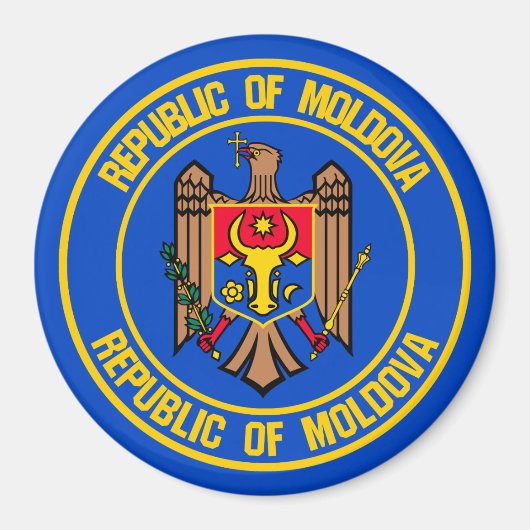 Moldova Rond Embleem Magneet (Voorkant)