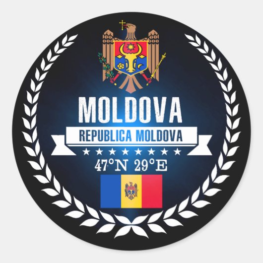 Moldova Ronde Sticker (Voorkant)