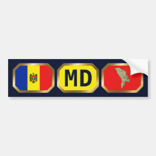 Moldova Vlag Landkaart Code Bumpersticker