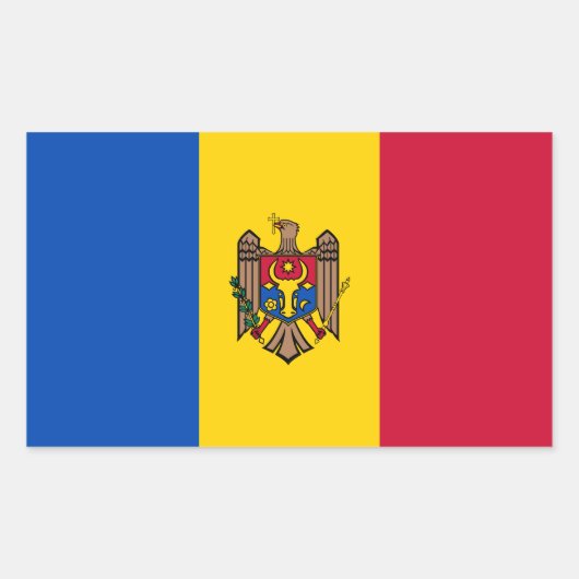 Moldova Vlag Rechthoekige Sticker (Voorkant)