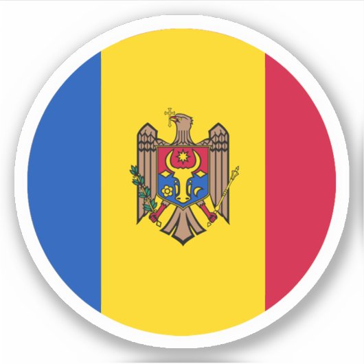 Moldova Vlag Ronde Sticker (Voorkant)
