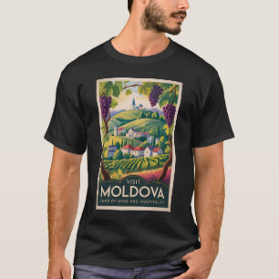 Moldova Wijnmakerij Illustratie Reis Kunst Vintage T-shirt