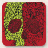 Moldy Skull op bloedrood Onderzetter (Voorkant)