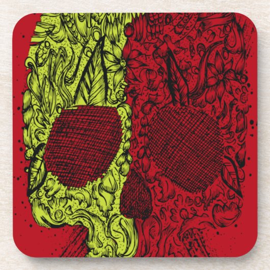 Moldy Skull op bloedrood Onderzetter (Voorkant)