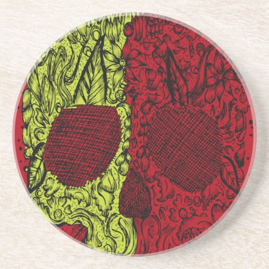 Moldy Skull op bloedrood Zandsteen Onderzetter (Voorkant)