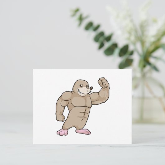 Mole als Bodybuilder met grote spieren Briefkaart (Staand voorkant)